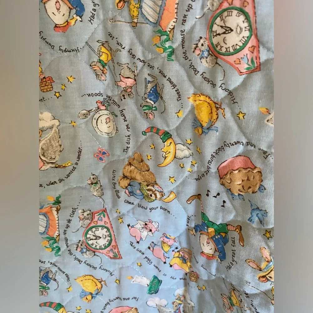Mother Goose Nursery Rhymes Handmade Baby Quilt 42” Tall X 31” Wide